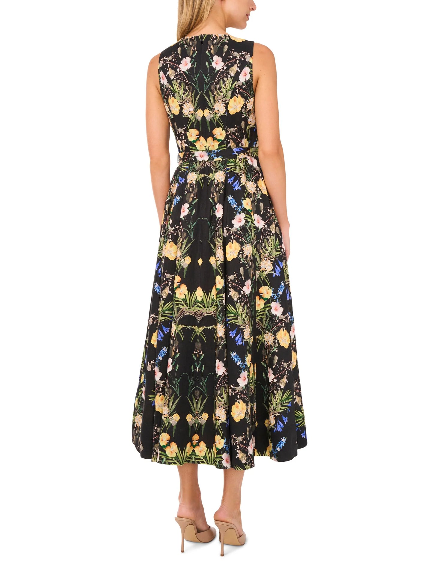 SLEEVELESS FLORAL V NECK MAXI DRESS | RICH BLACK