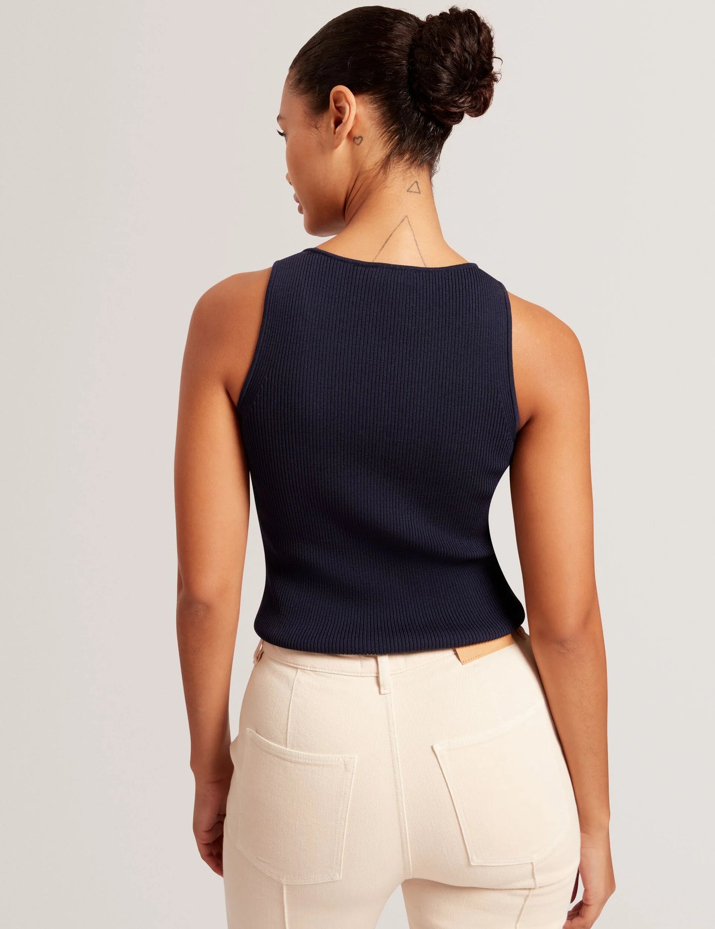 CREW NECK TANK TOP WITH RIB | CLASSIC NAVY