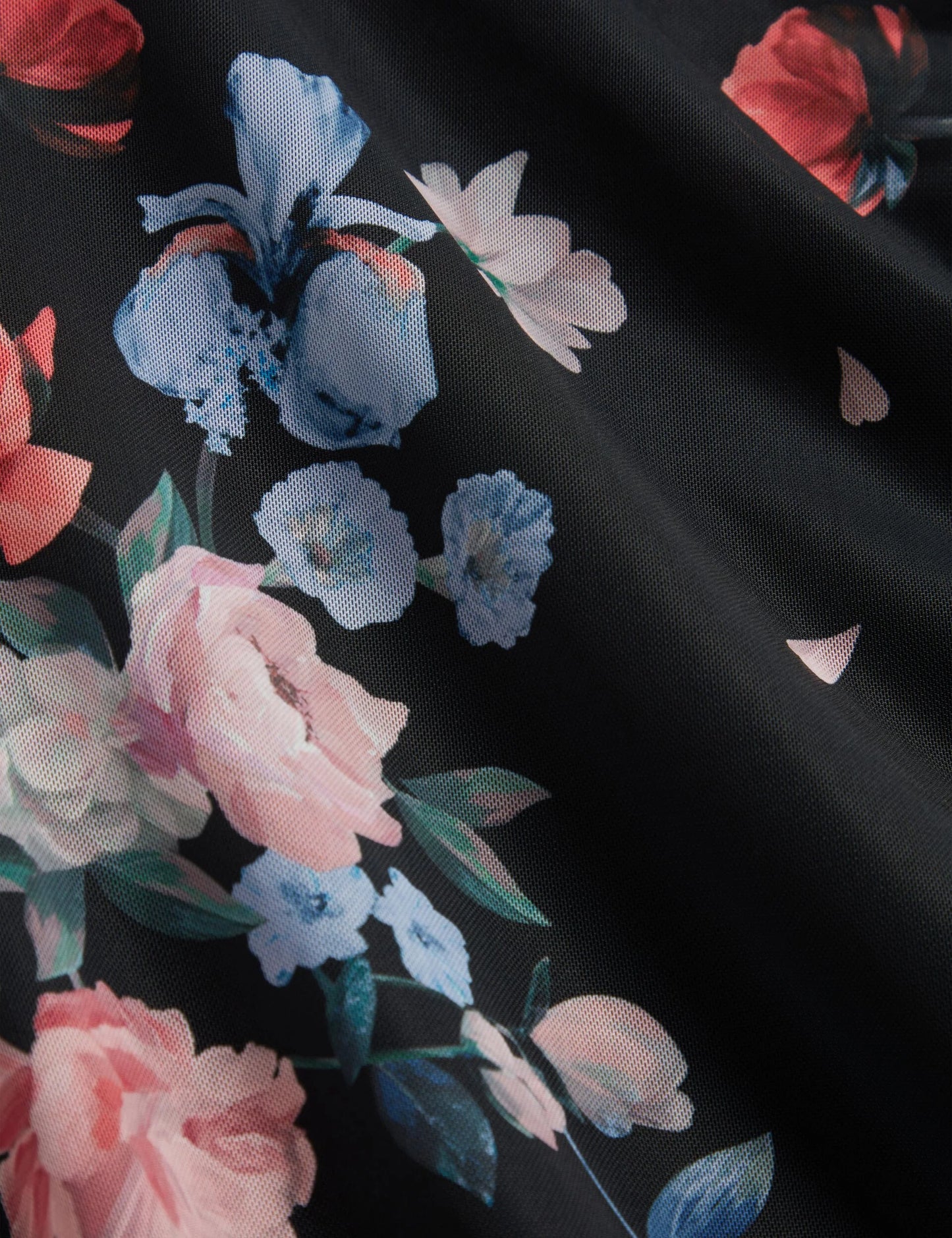 MESH PRINTED COLUMN DRESS | RICH BLACK