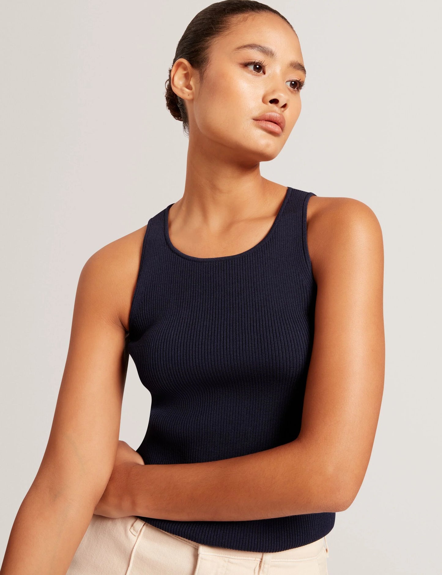 CREW NECK TANK TOP WITH RIB | CLASSIC NAVY