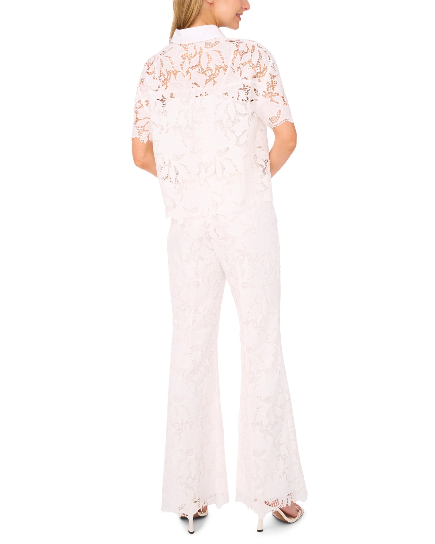 LACE FRONT PLEAT SUITING PANT | ULTRA WHITE