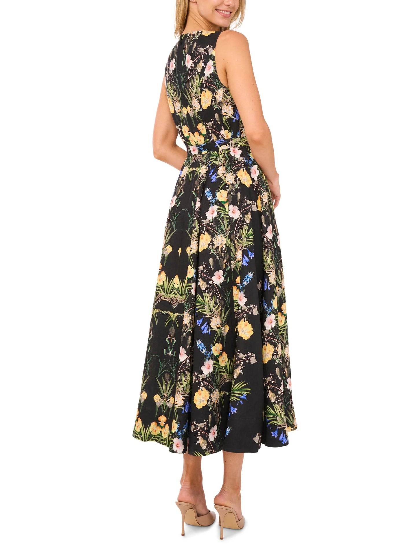 SLEEVELESS FLORAL V NECK MAXI DRESS | RICH BLACK