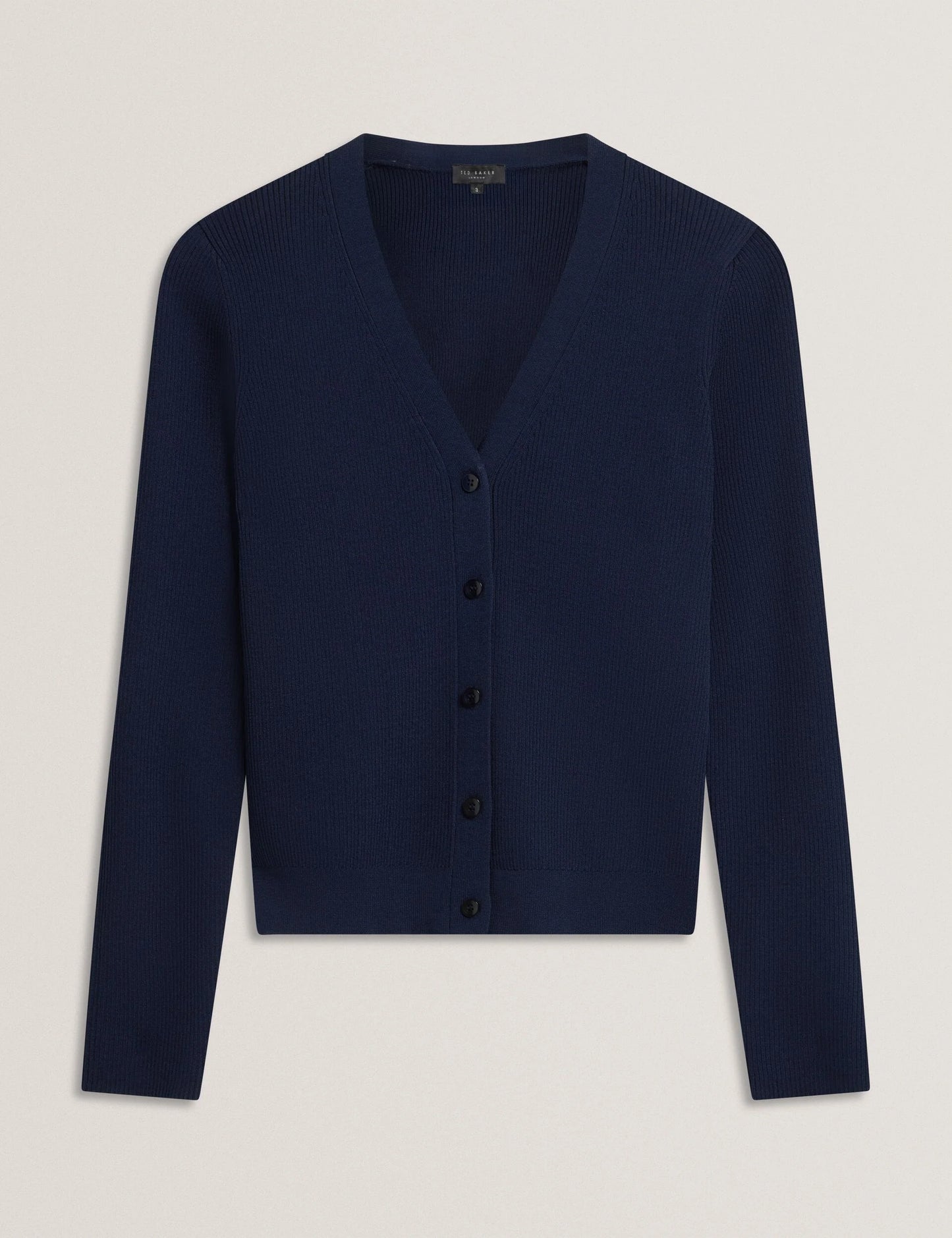 V-NECK CARDIGAN WITH RIB | CLASSIC NAVY