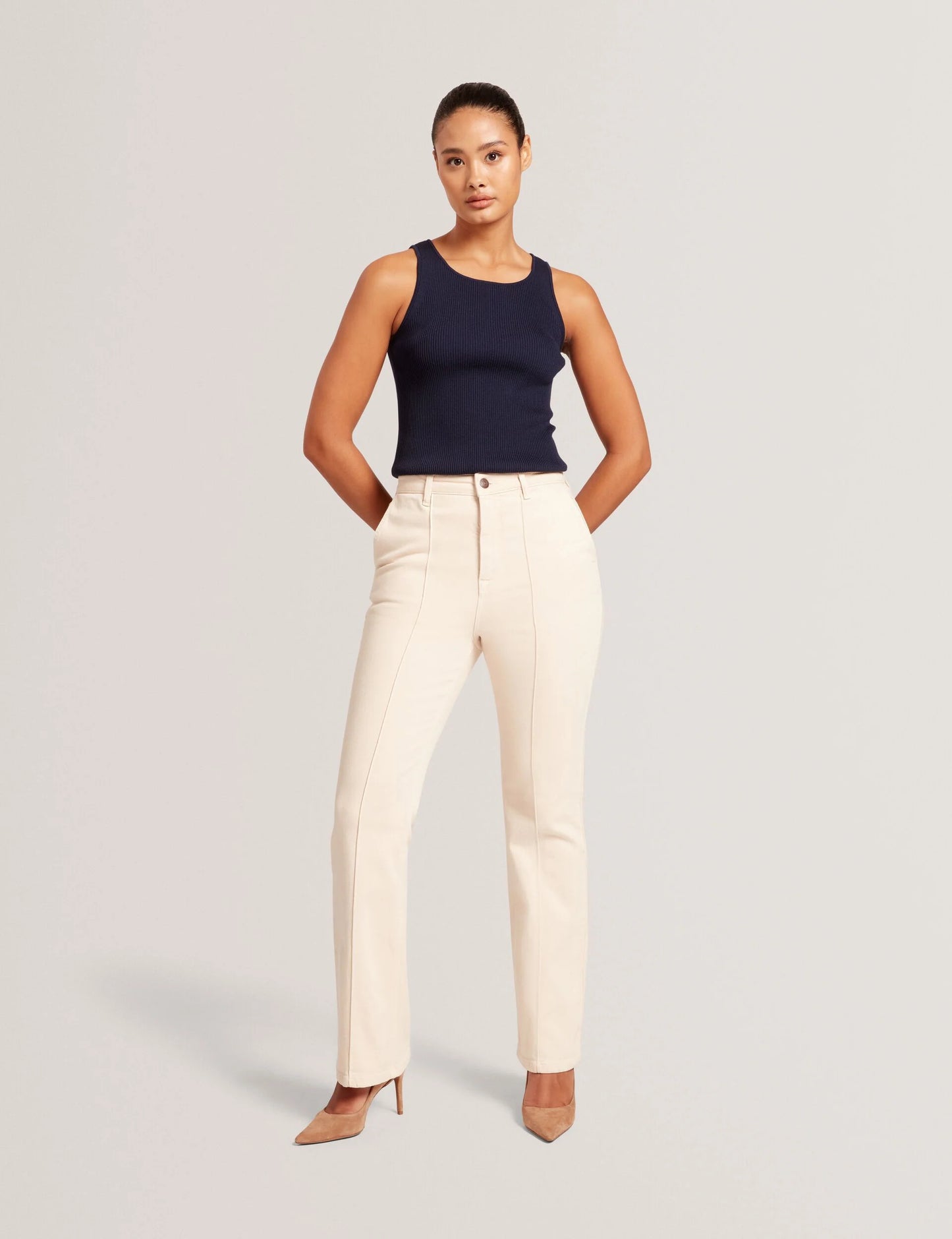 CREW NECK TANK TOP WITH RIB | CLASSIC NAVY