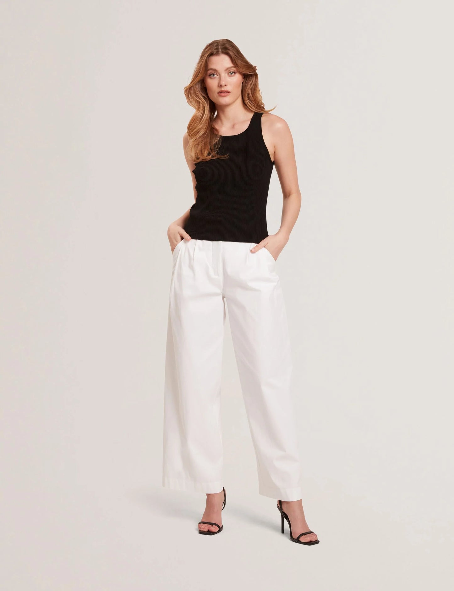 CREW NECK TANK TOP WITH RIB | RICH BLACK