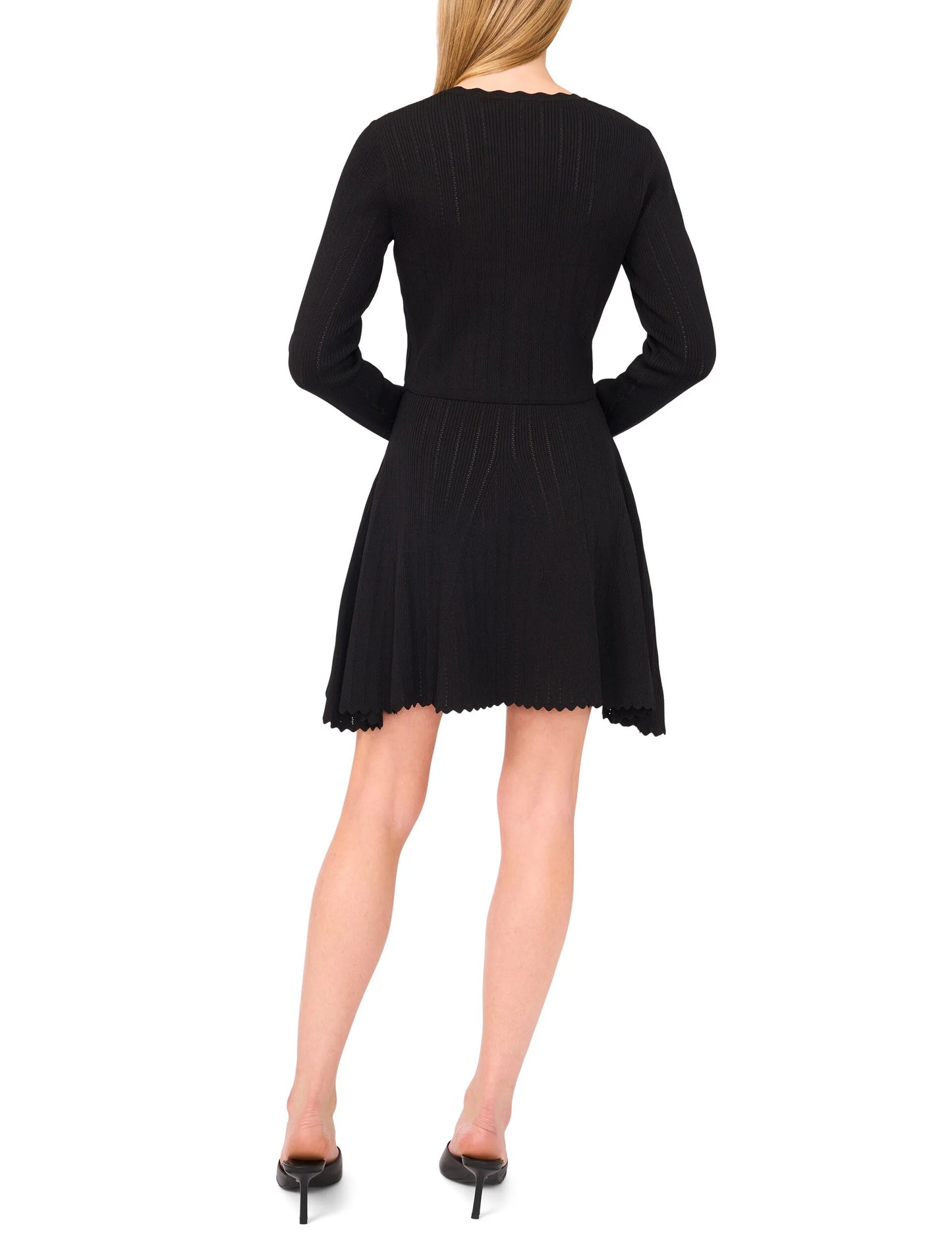 CARDIGAN WITH POINTELLE & RIB | RICH BLACK