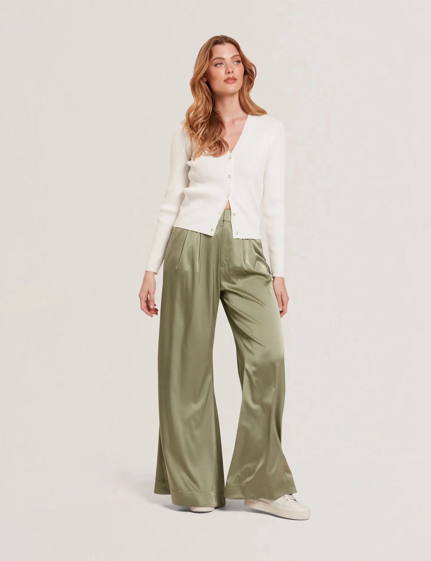 V-NECK CARDIGAN WITH RIB | NEW IVORY