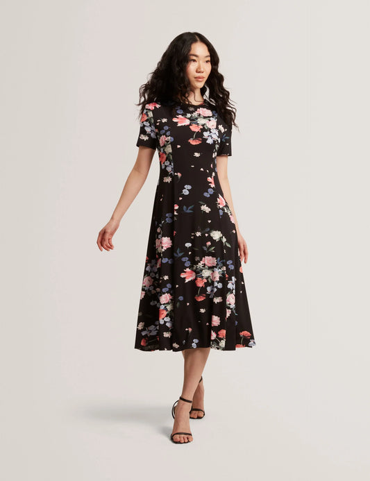 SHORT SLEEVE JERSEY MAXI DRESS | RICH BLACK