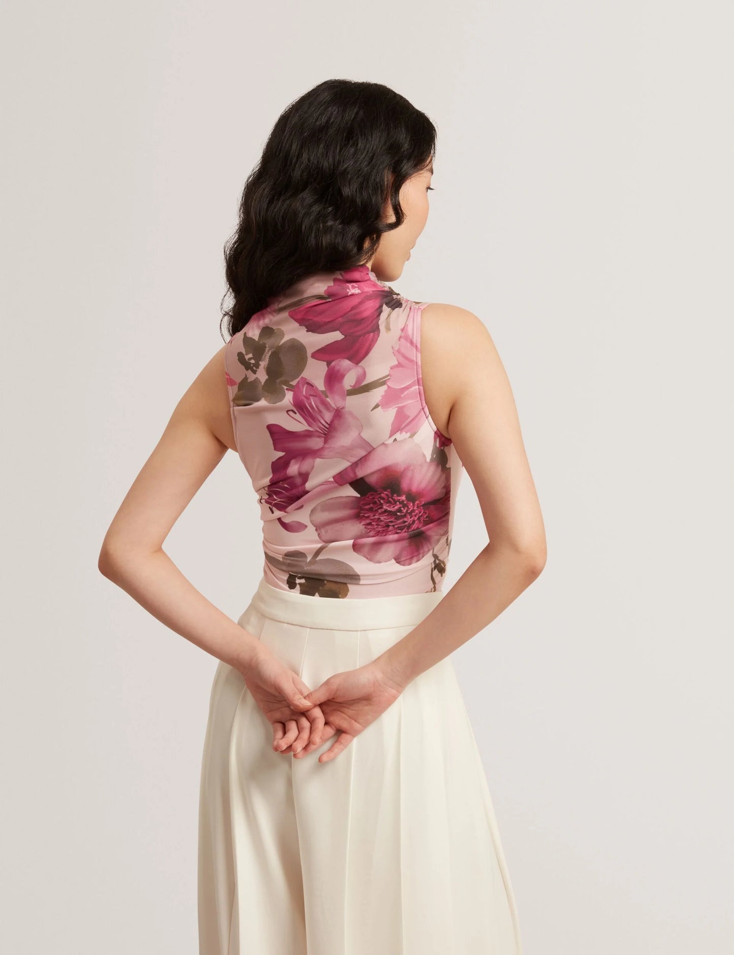 SLEEVELESS MESH TOP | CRYSTAL PINK