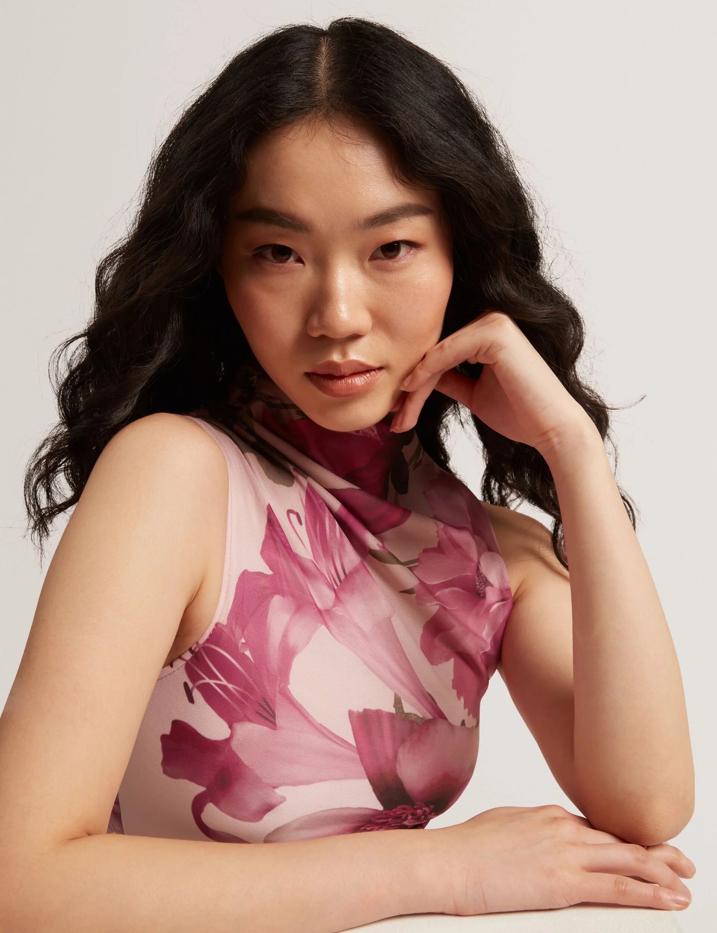 SLEEVELESS MESH TOP | CRYSTAL PINK