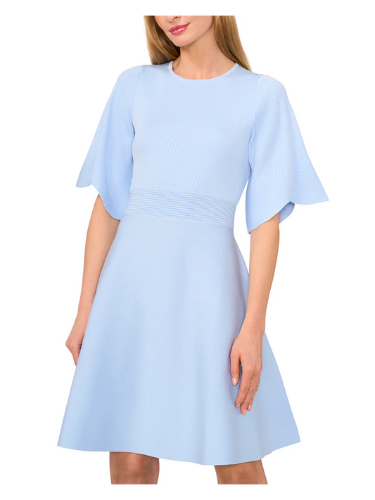 FLARE SHORT SLEEVE CREW NECK MINI DRESS | SUNNY SKY