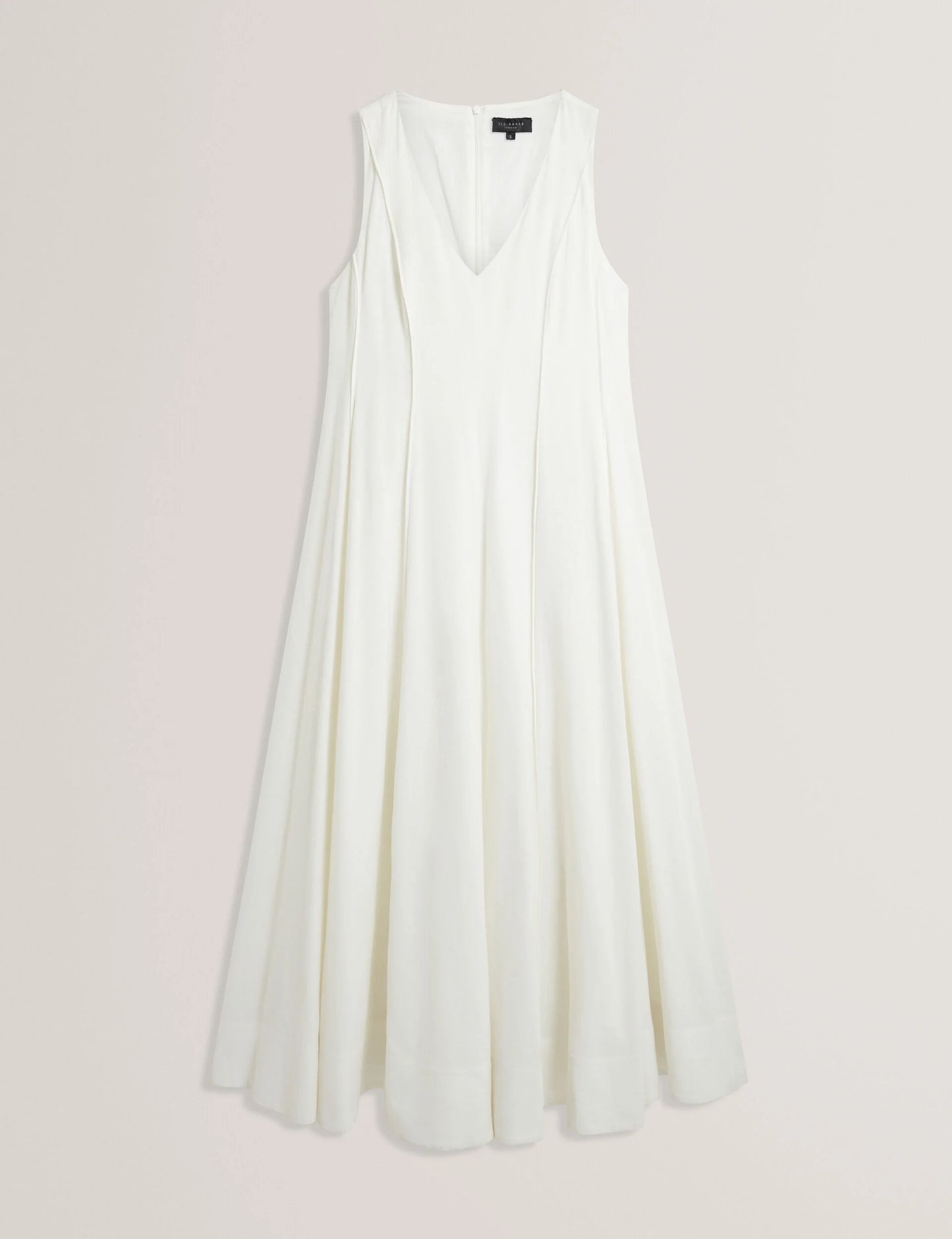SLEEVELESS V-NECK PLEATED MAXI DRESS | ULTRA WHITE