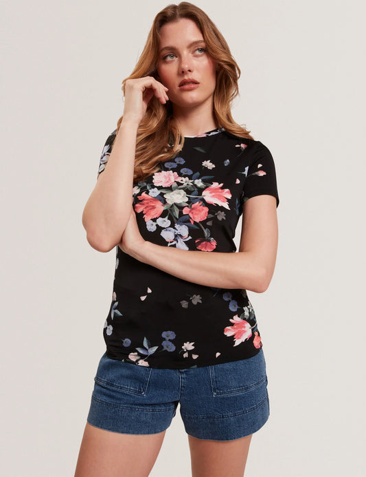 ALLOVER FLORAL T-SHIRT | RICH BLACK