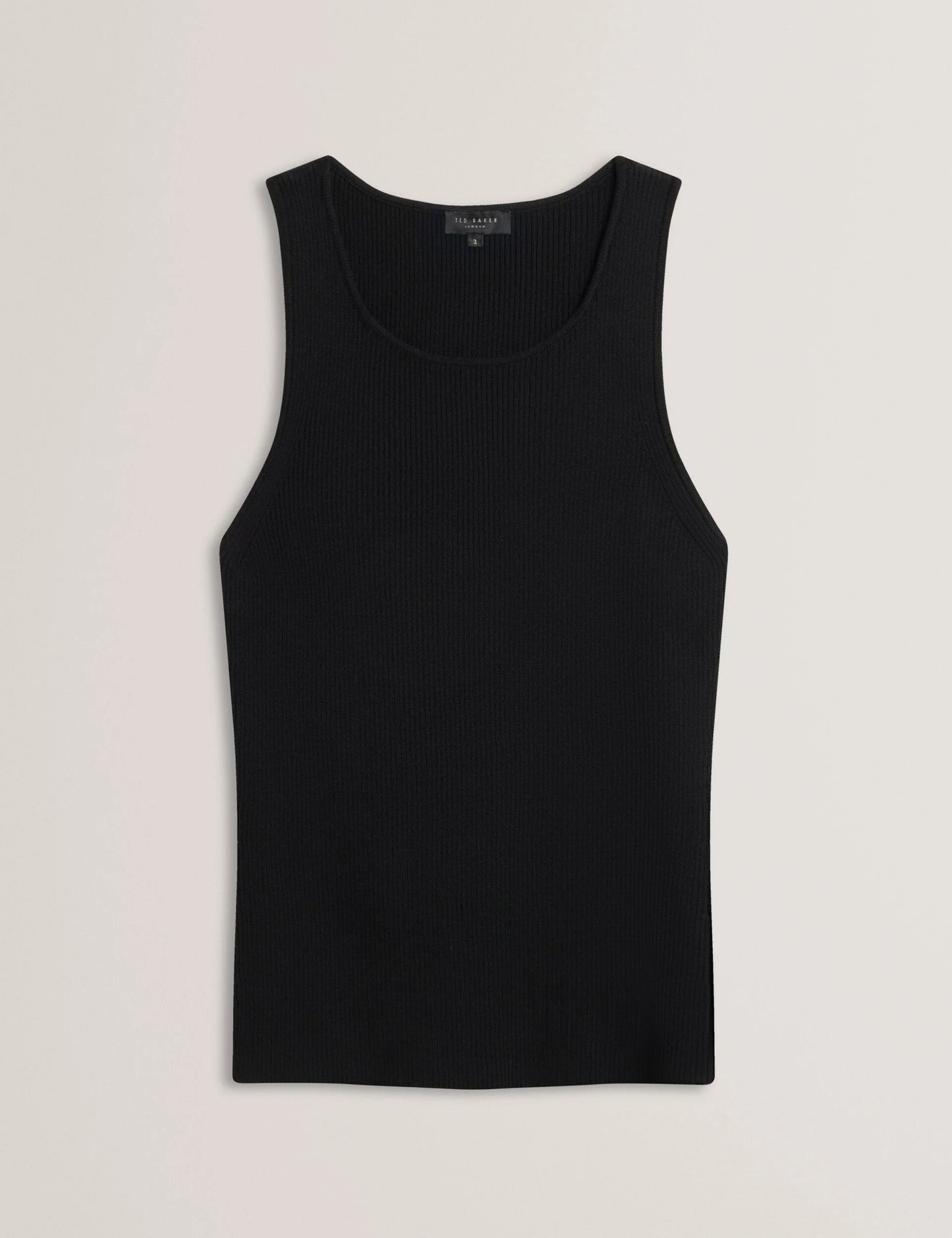 CREW NECK TANK TOP WITH RIB | RICH BLACK