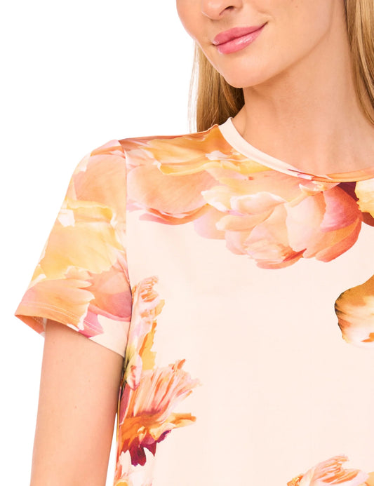 ALLOVER FLORAL T-SHIRT | SPICY ORANGE