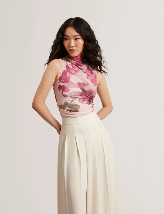 SLEEVELESS MESH TOP | CRYSTAL PINK