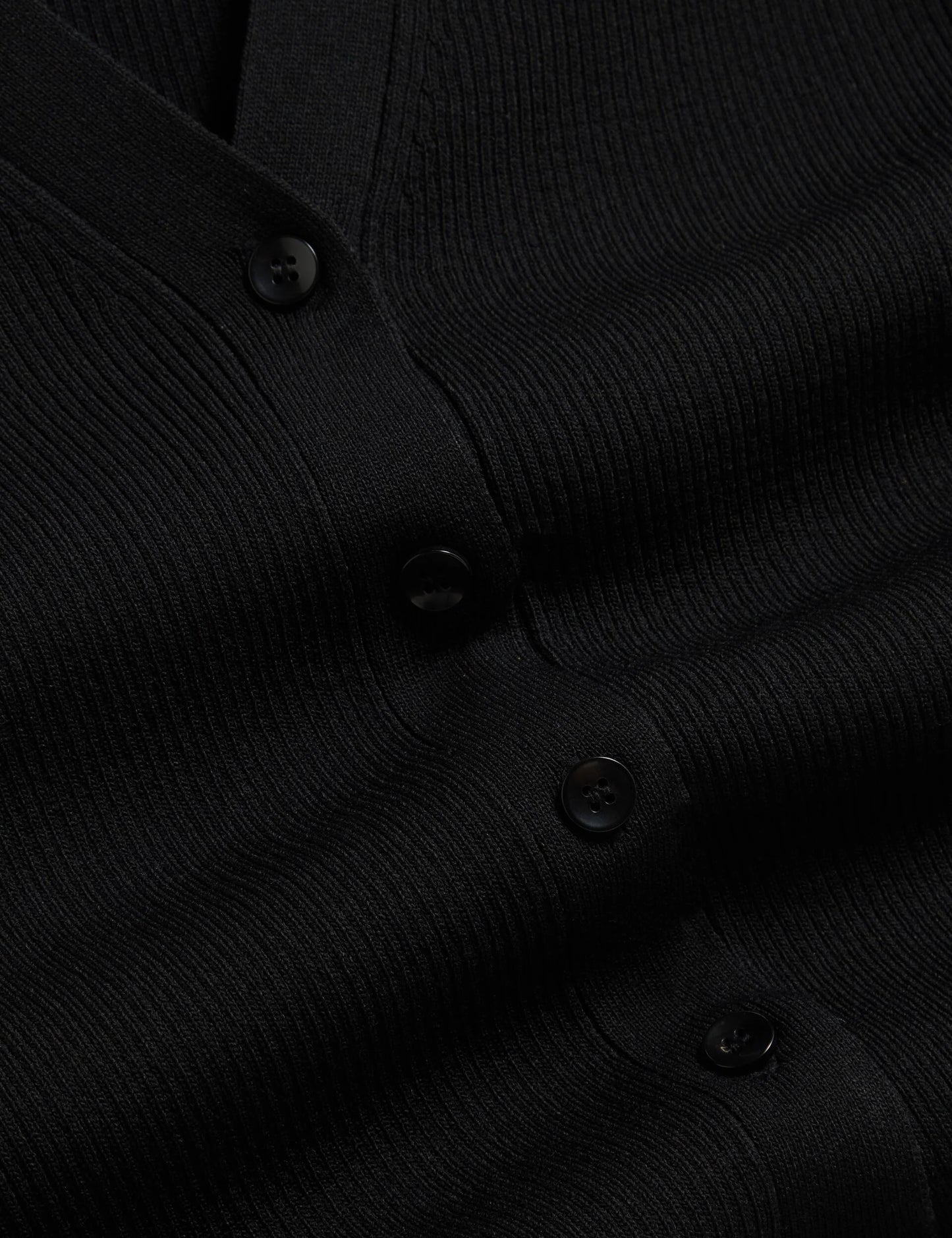 V-NECK CARDIGAN WITH RIB | RICH BLACK