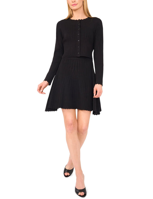 CARDIGAN WITH POINTELLE & RIB | RICH BLACK