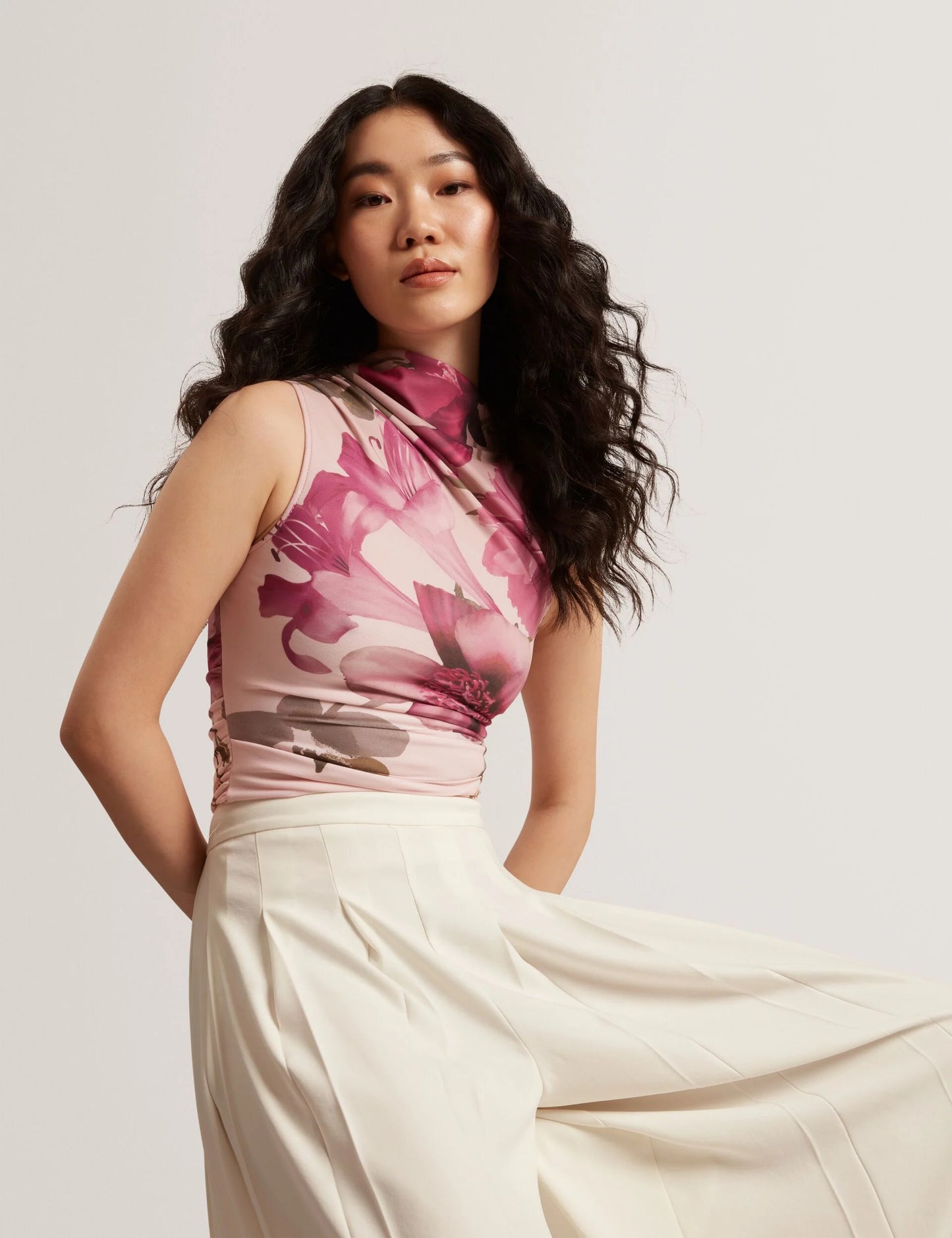 SLEEVELESS MESH TOP | CRYSTAL PINK