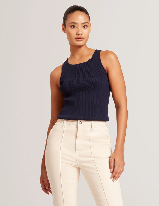 CREW NECK TANK TOP WITH RIB | CLASSIC NAVY