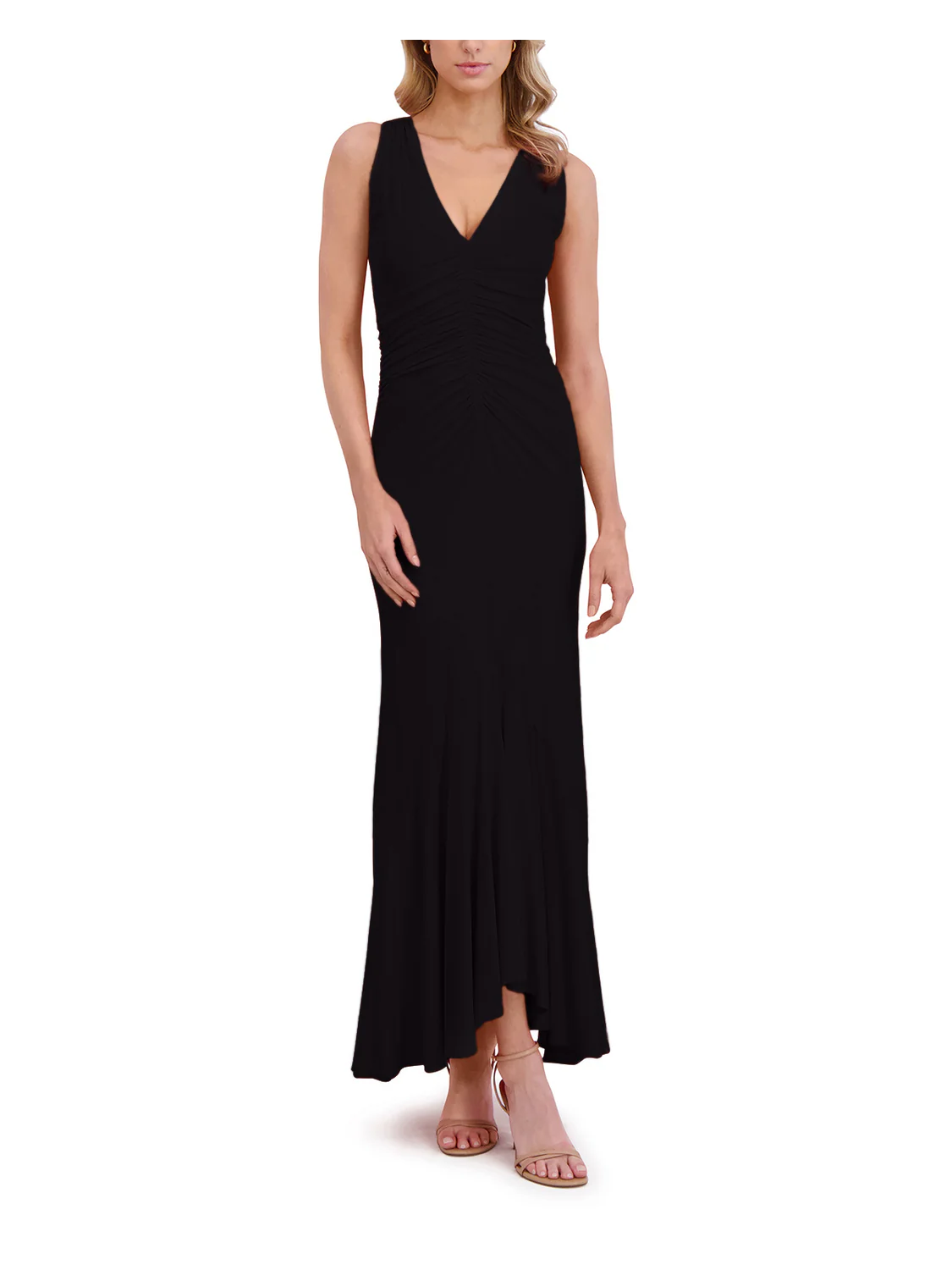 RUCHED MERMAID MIDI DRESS | RICH BLACK