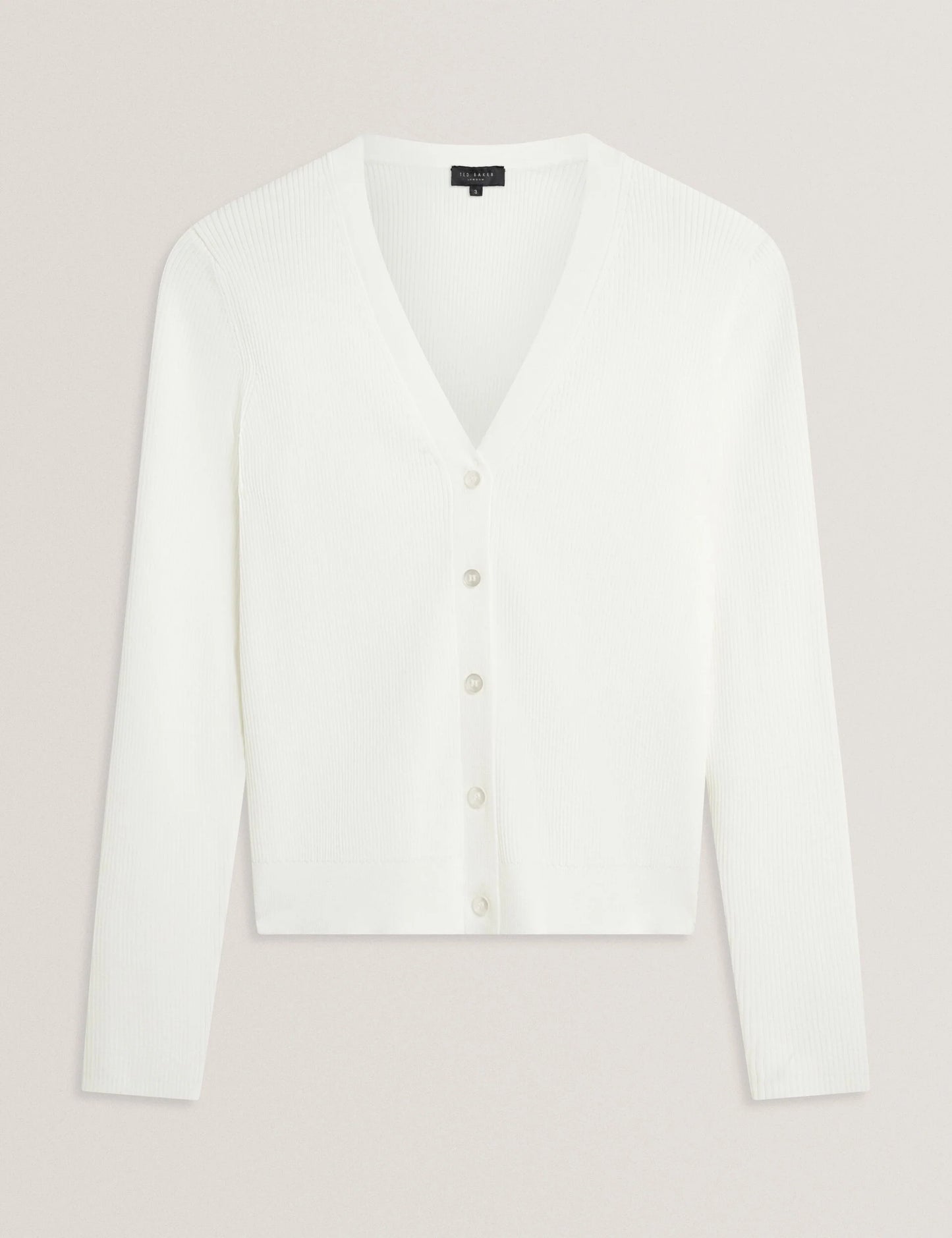 V-NECK CARDIGAN WITH RIB | NEW IVORY